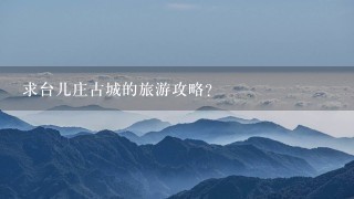 求台儿庄古城的旅游攻略？