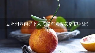 惠州到云南罗平九龙瀑布旅游攻略有哪些？