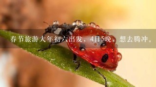 春节旅游大年初六出发，4日5晚，想去腾冲。大理洱海、瑞丽听说也很漂亮，求路线和建议!谢!