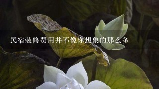 民宿装修费用并不像你想象的那么多