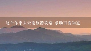 这个冬季去云南旅游攻略 求助百度知道