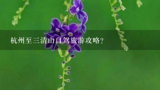 杭州至三清山自驾旅游攻略?