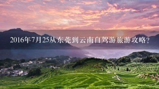 2016年7月25从东莞到云南自驾游旅游攻略？