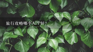 旅行攻略哪个APP好？