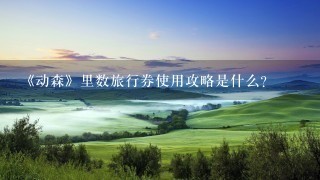 《动森》里数旅行券使用攻略是什么？