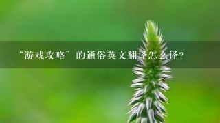 “游戏攻略”的通俗英文翻译怎么译？