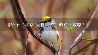 请给个“北京7天自助游”的详细攻略？