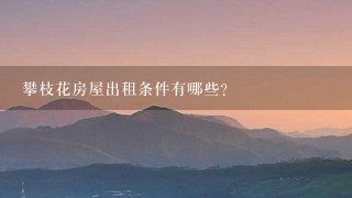 攀枝花房屋出租条件有哪些?